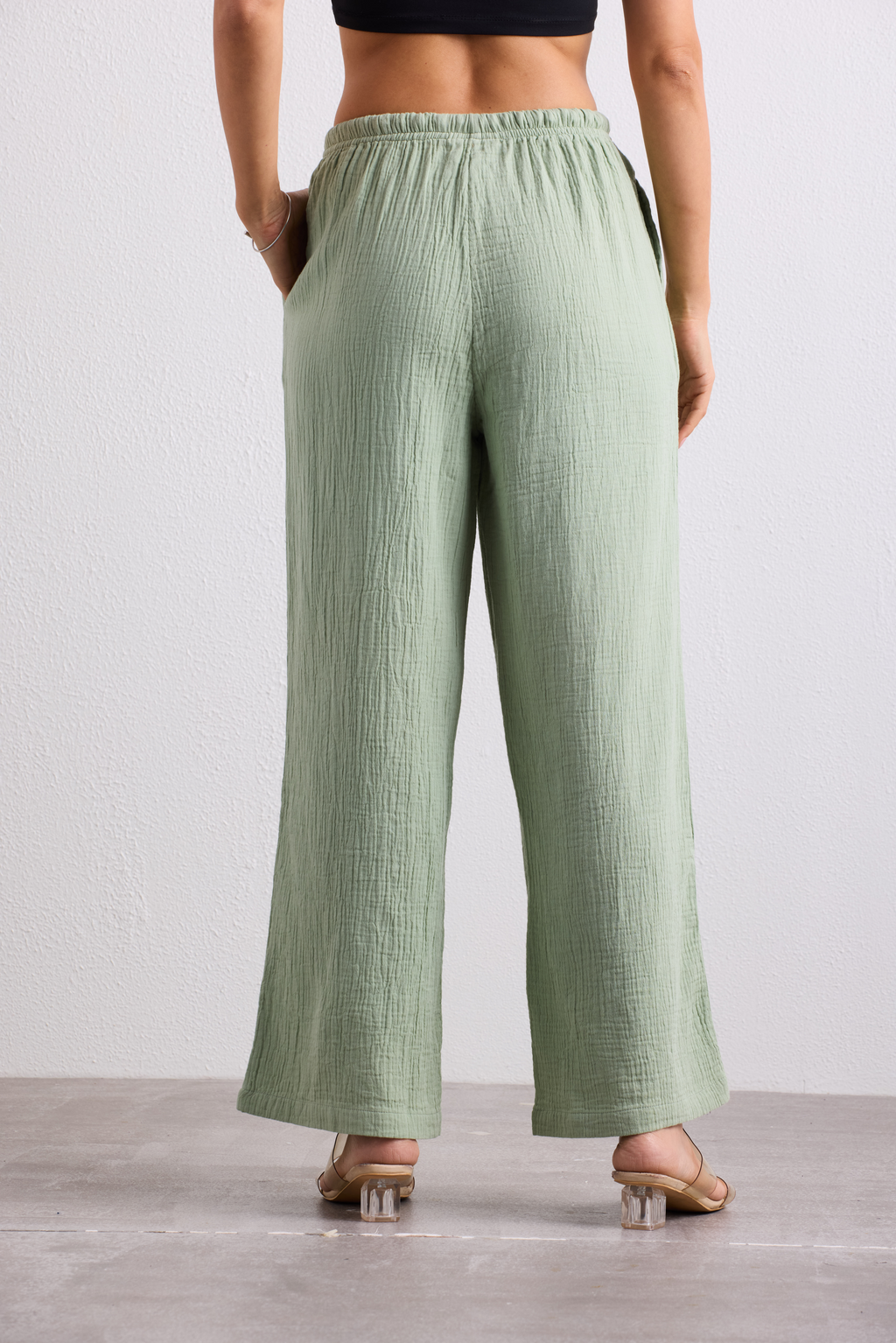 Double Cloth Textured Pant - Sage Green