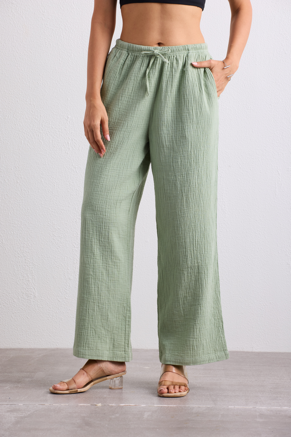 Double Cloth Textured Pant - Sage Green