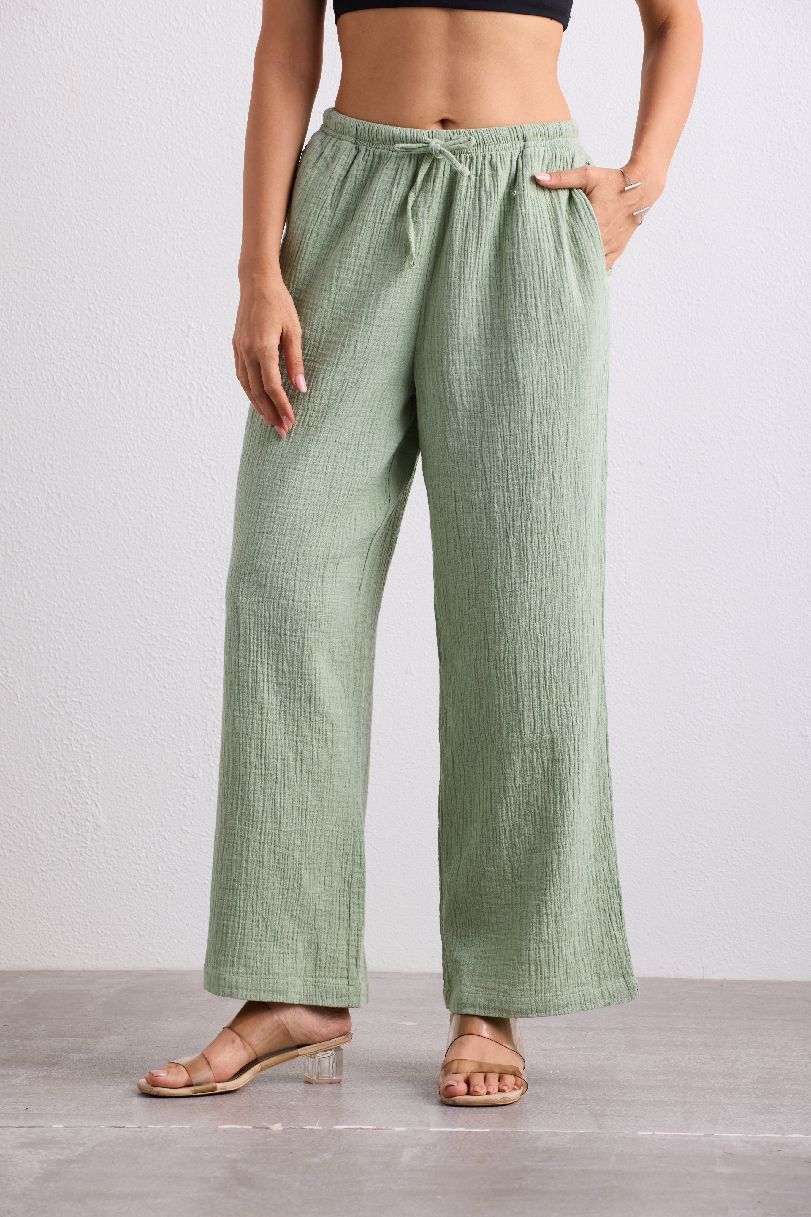Double Cloth Textured Pant - Sage Green
