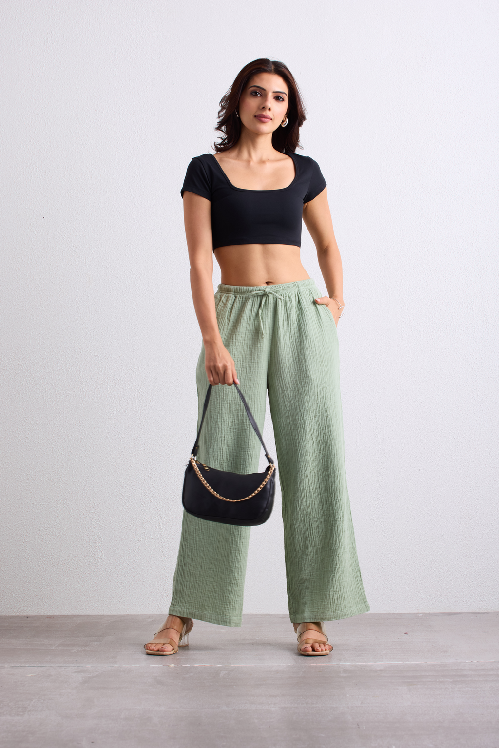 Double Cloth Textured Pant - Sage Green