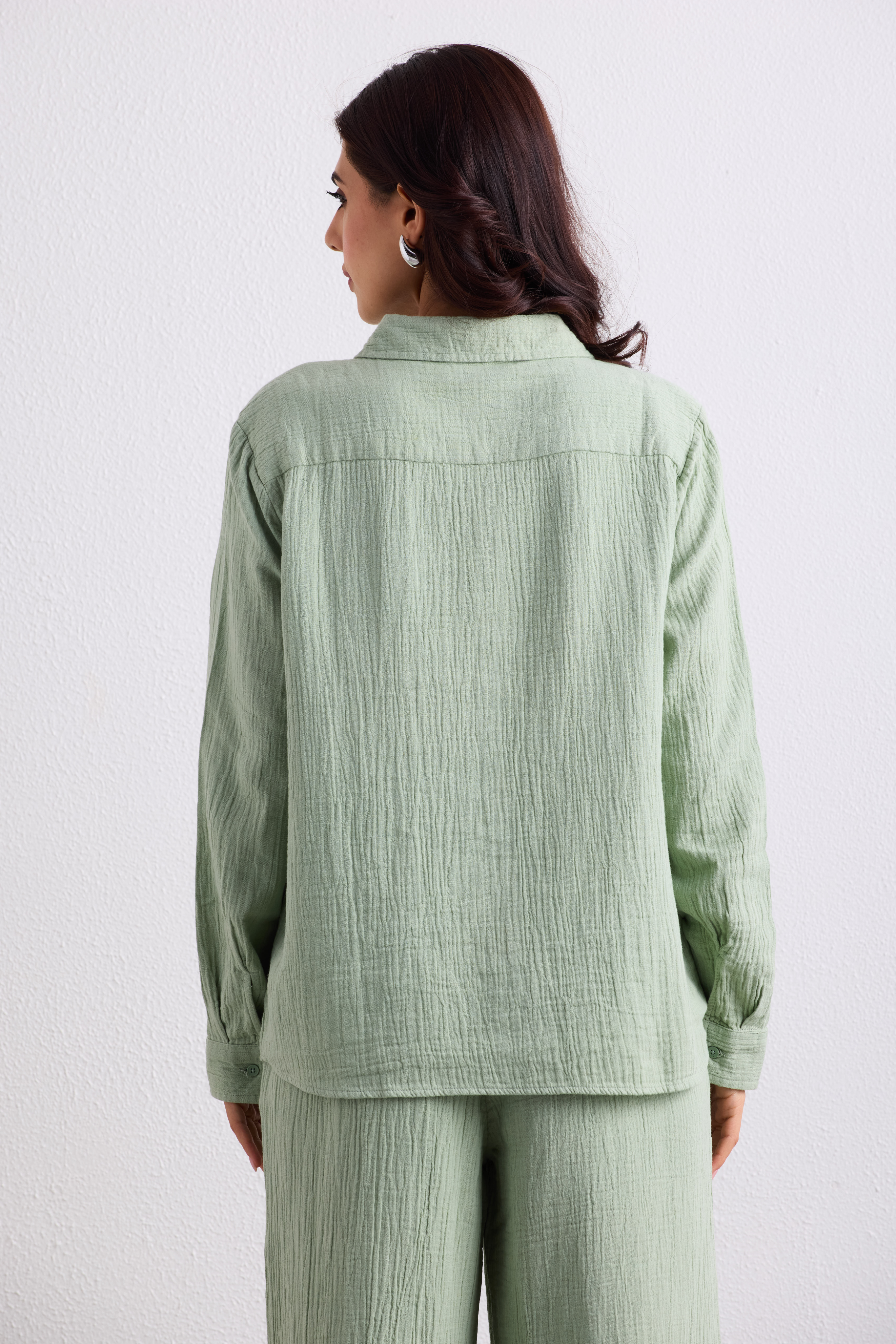 Double Cloth Textured Shirt - Sage Green