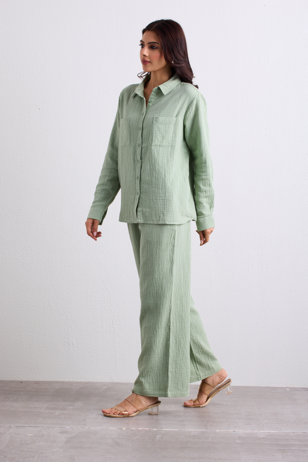 Double Cloth Textured Pant - Sage Green