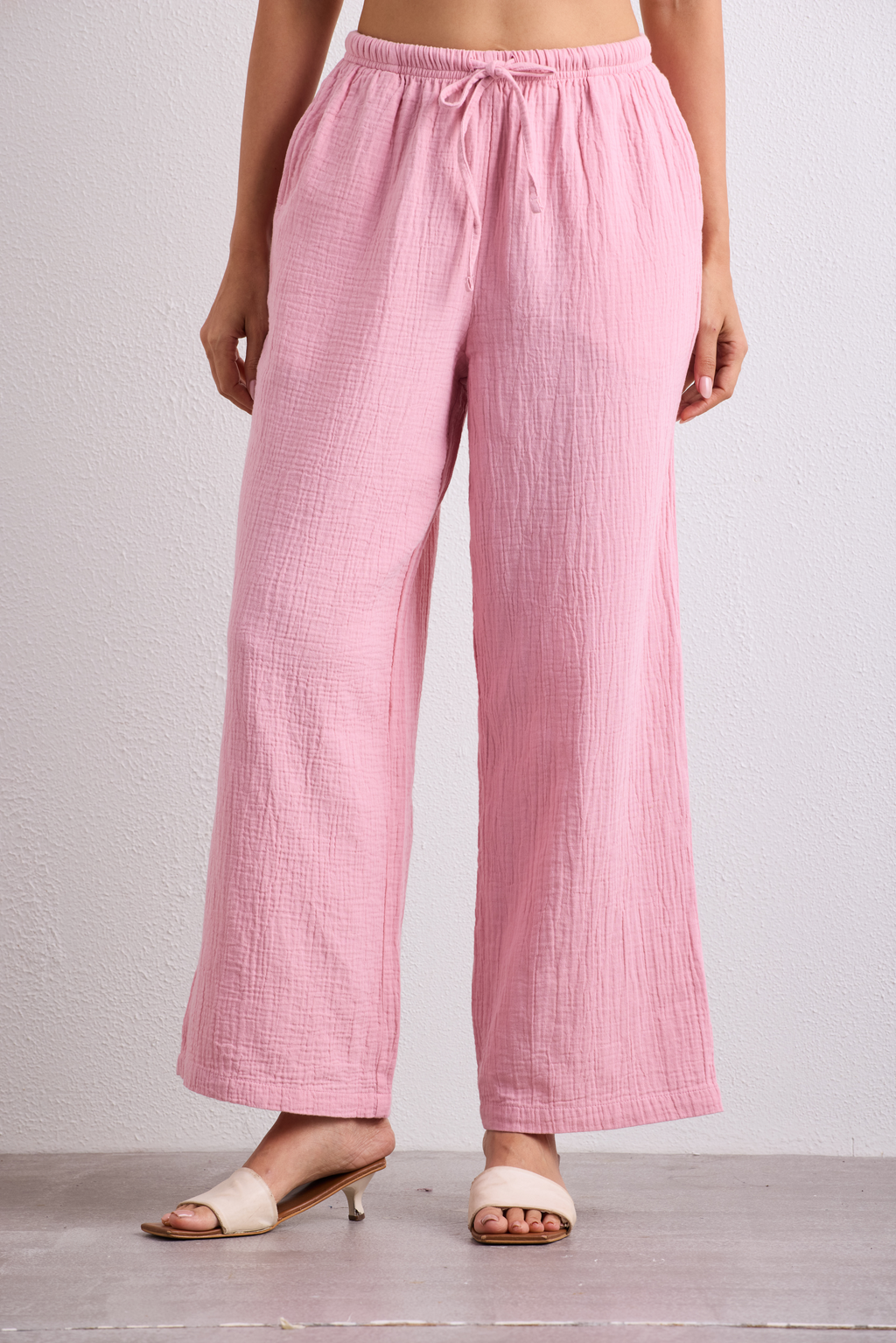 Double Cloth Textured Pant - Blush Pink