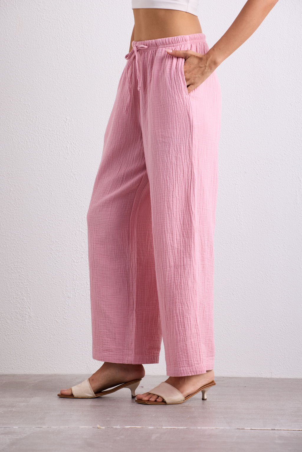 Double Cloth Textured Pant - Blush Pink