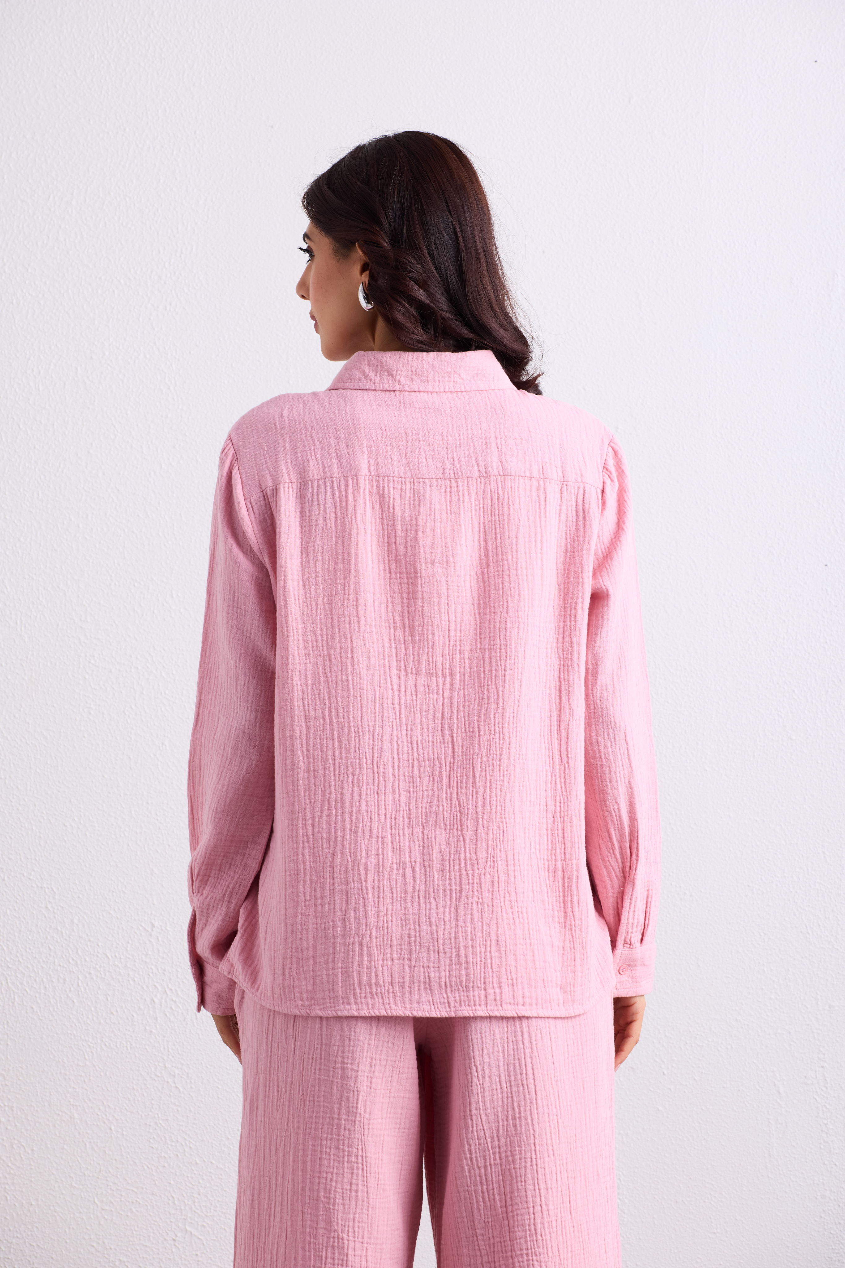 Double Cloth Textured Shirt - Blush Pink