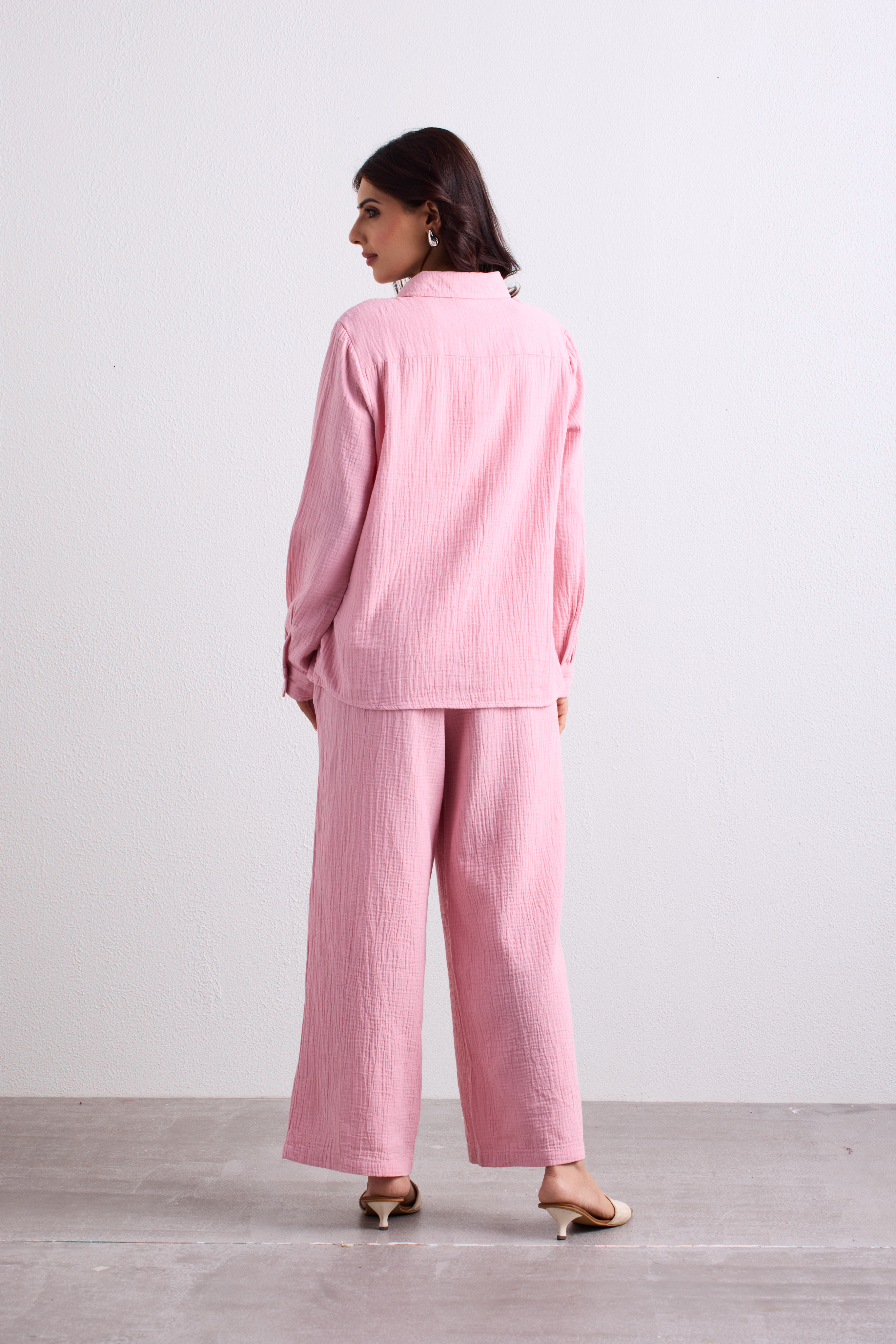Double Cloth Textured Pant - Blush Pink