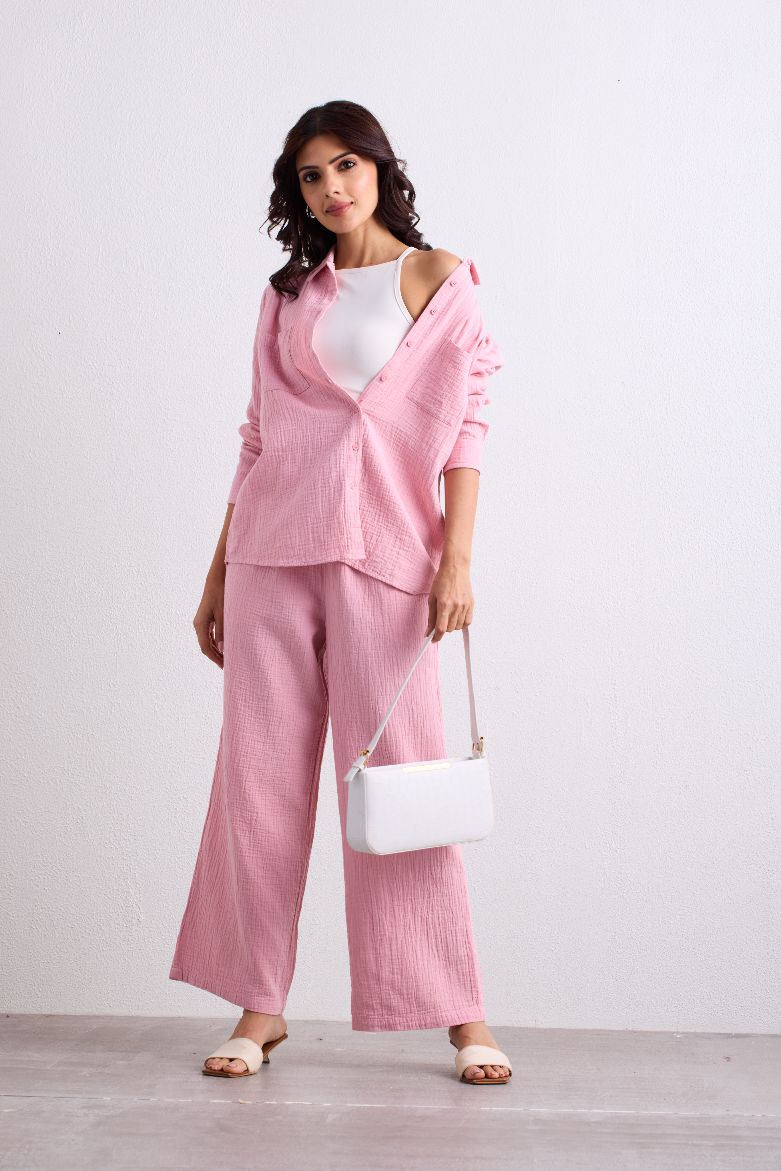 Double Cloth Textured Shirt - Blush Pink