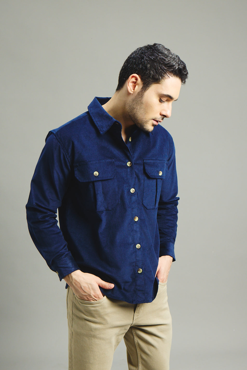 Mens Corduroy Shirt - Midnight Navy