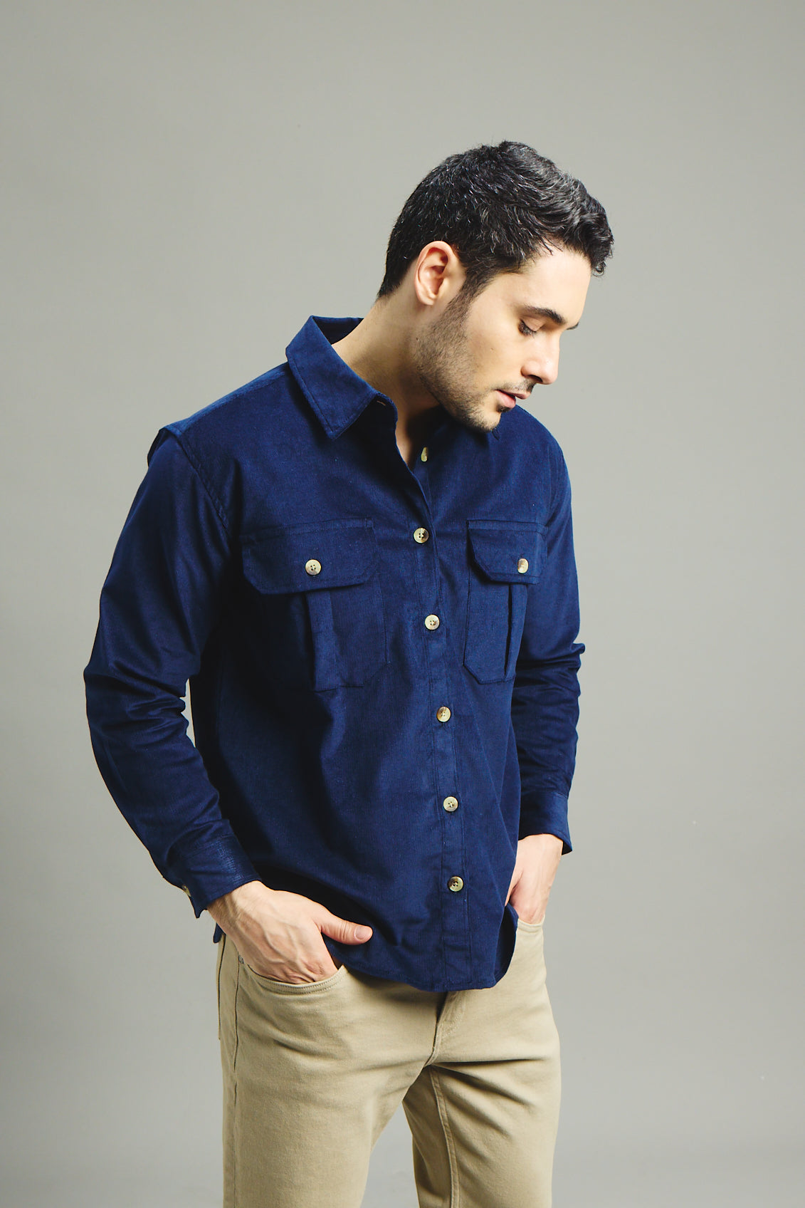 Mens Corduroy Shirt - Midnight Navy