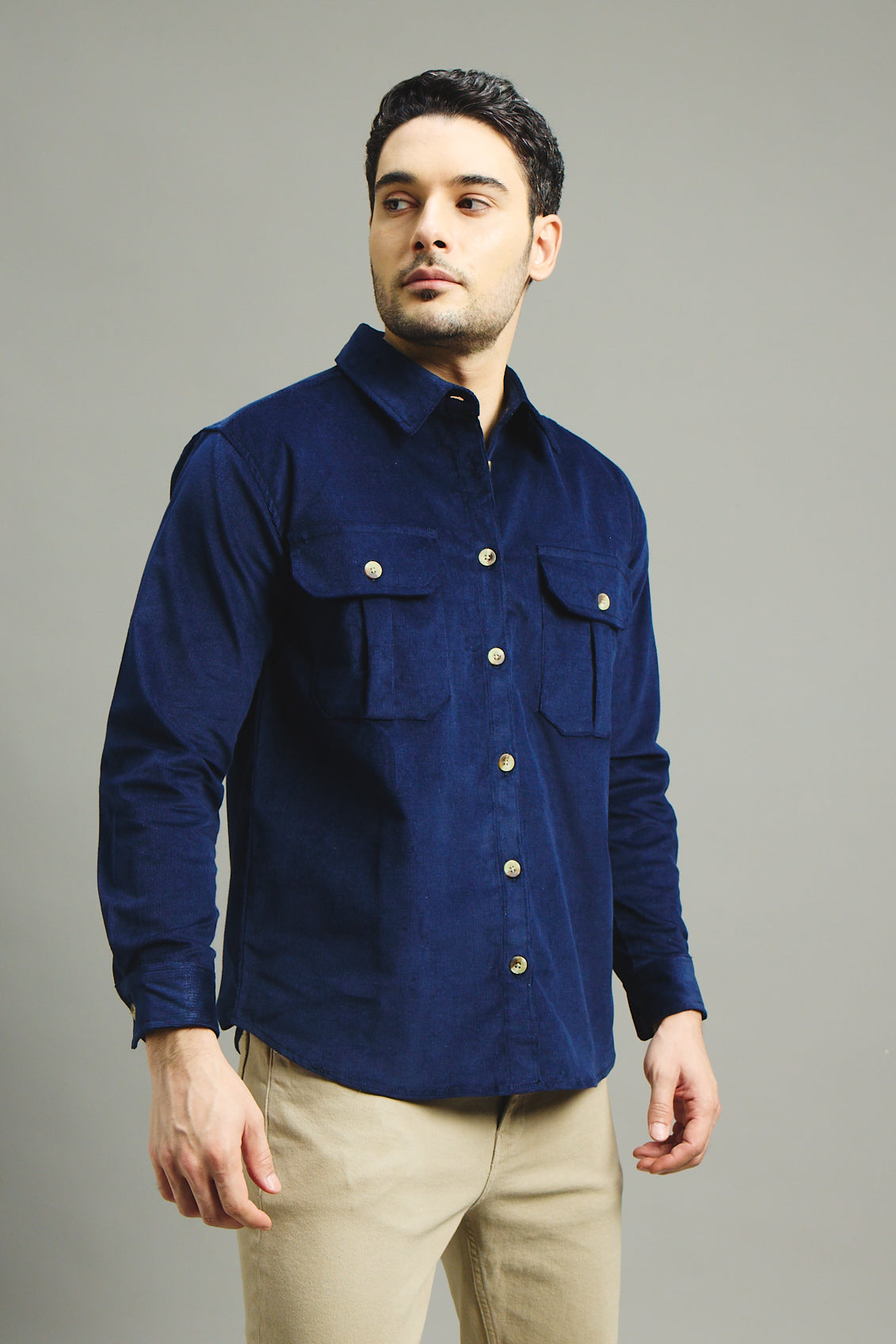 Mens Corduroy Shirt - Midnight Navy