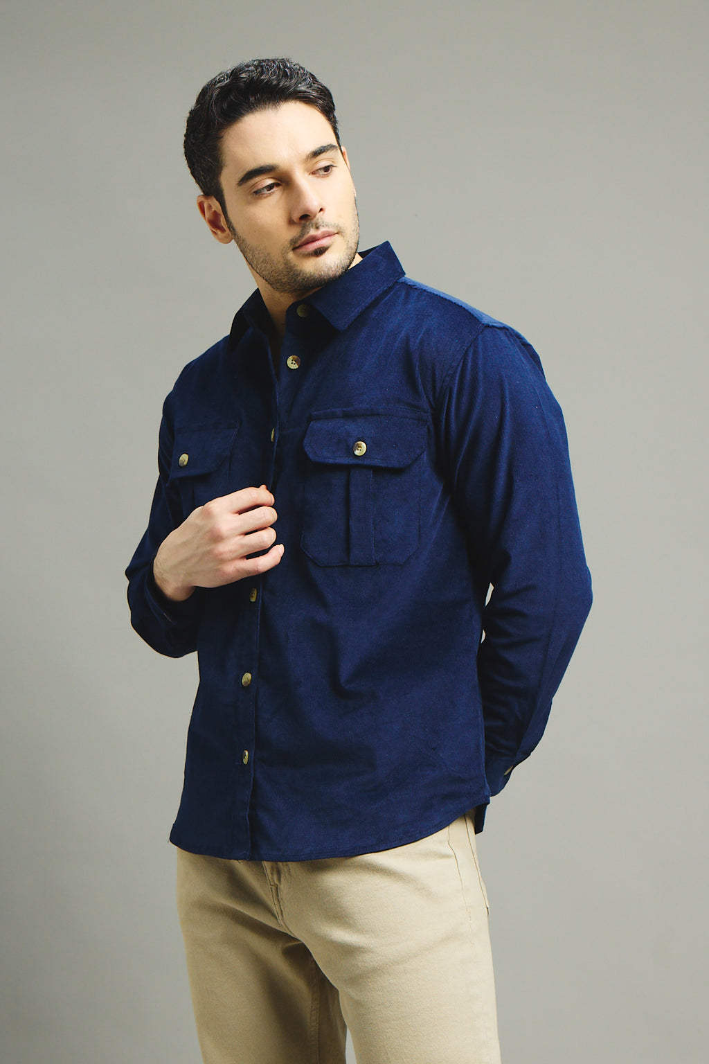 Mens Corduroy Shirt - Midnight Navy