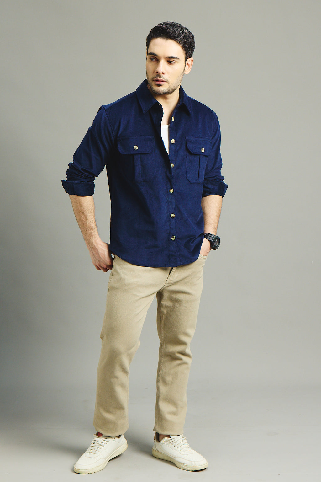 Mens Corduroy Shirt - Midnight Navy