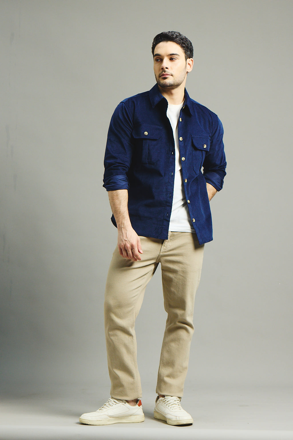 Mens Corduroy Shirt - Midnight Navy