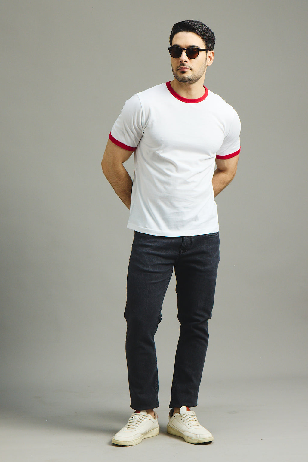 Mens Ringer T-Shirt - White X Blood Red