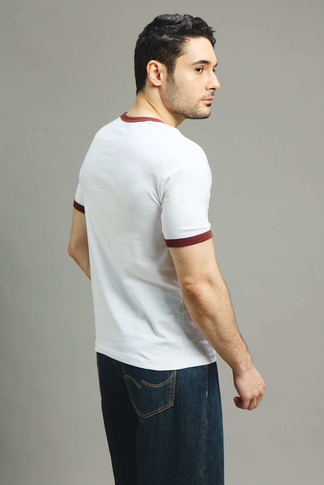 Mens Ringer T-Shirt - White X Rust
