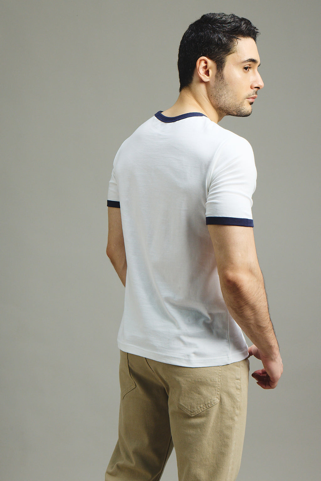 Mens Ringer T-Shirt - White X Midnight Navy
