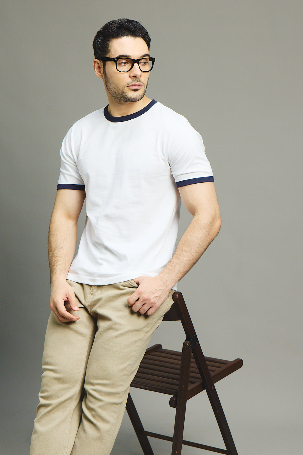 Mens Ringer T-Shirt - White X Midnight Navy