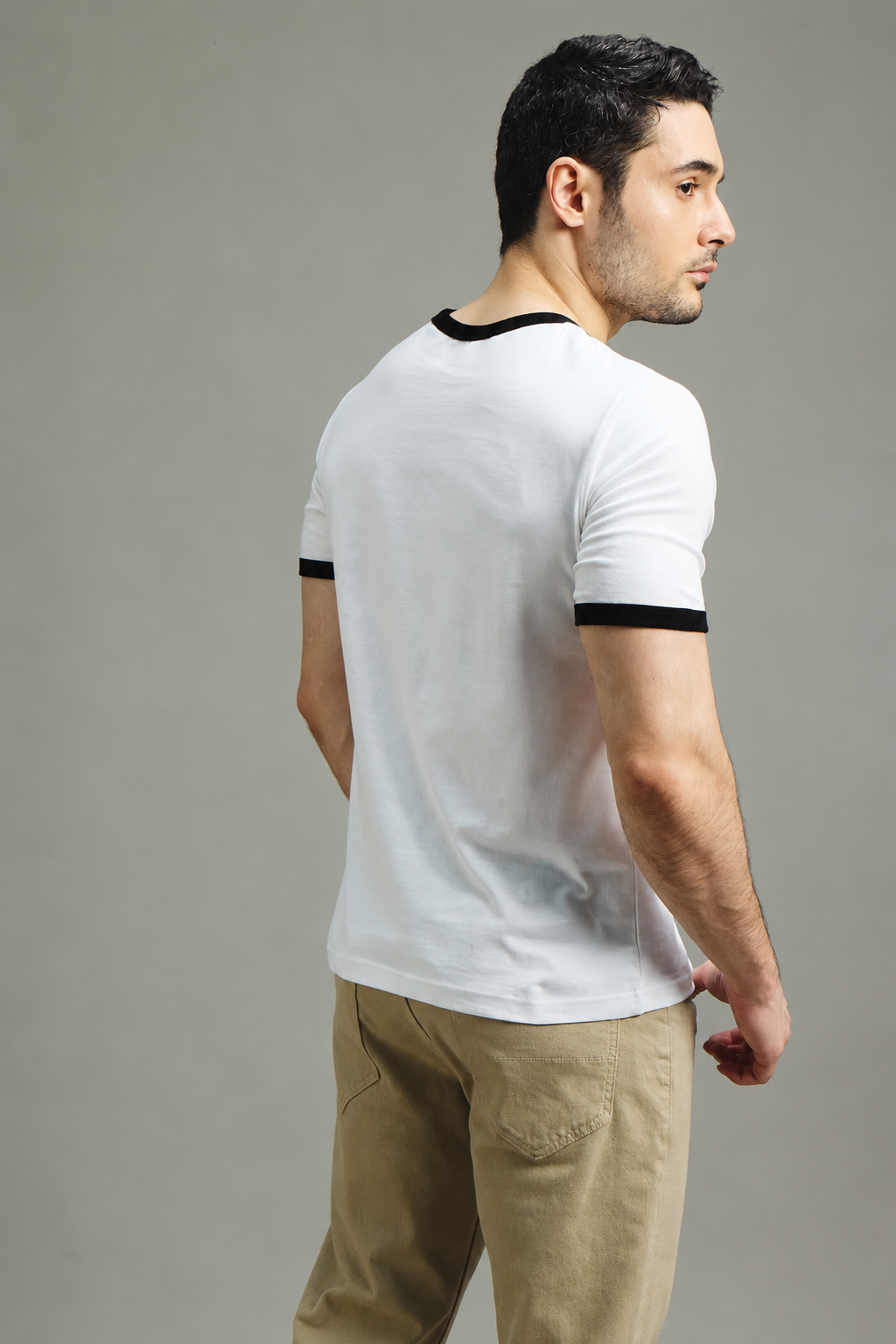 Mens Ringer T-Shirt - White X Black