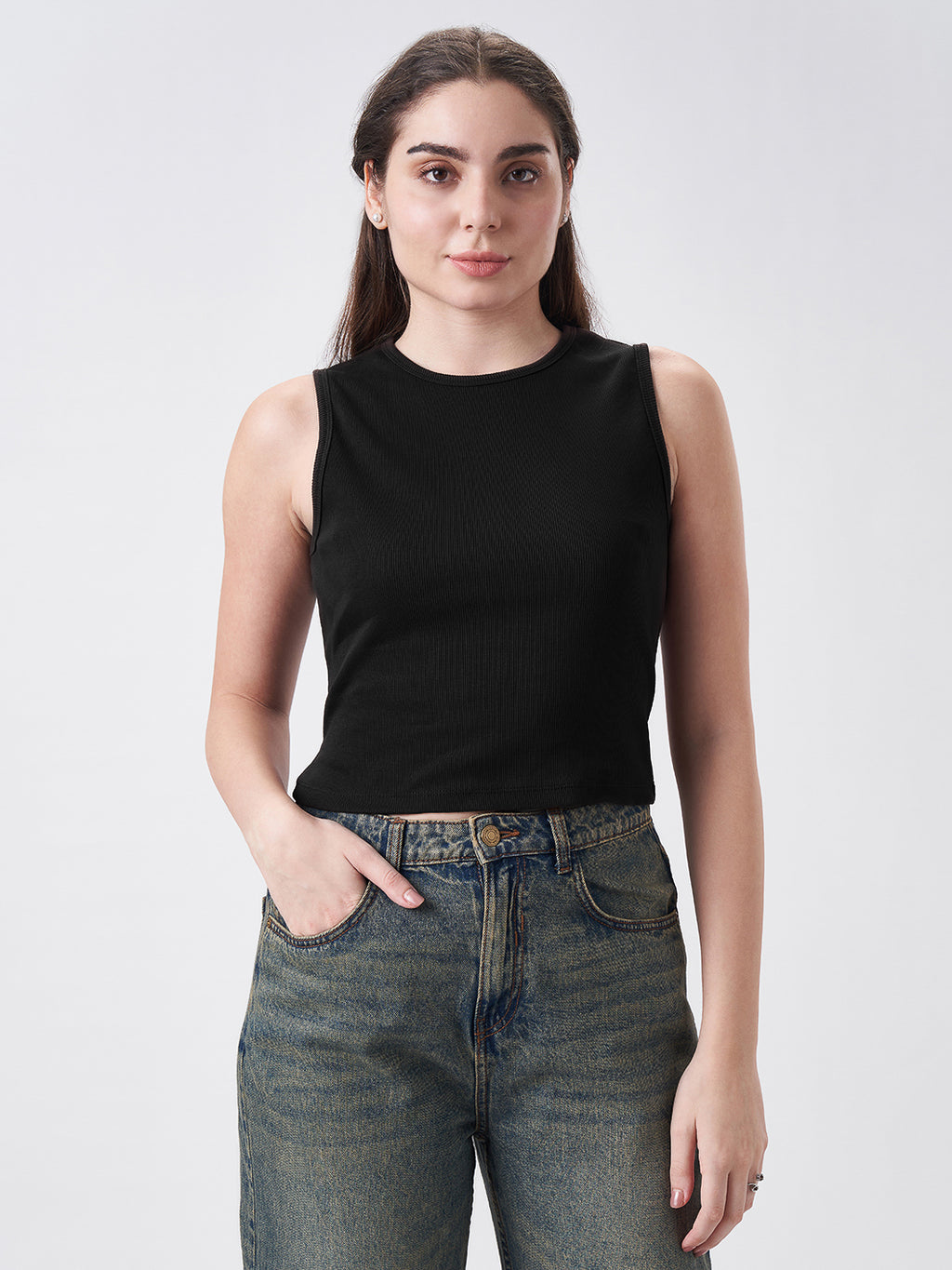 Womens Regular Tank Top Jet Black