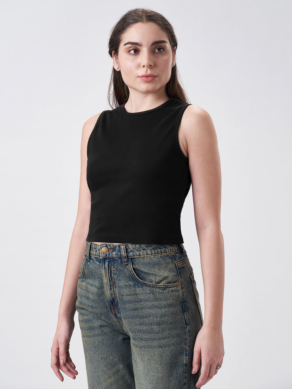 Womens Regular Tank Top Jet Black