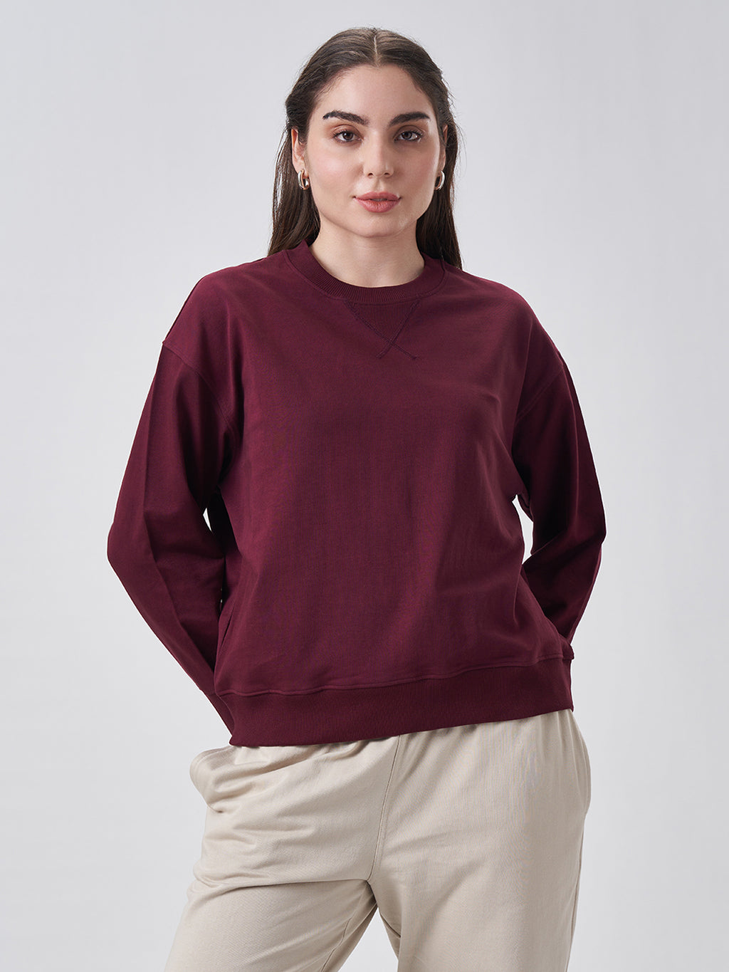Womens Sweatshirt  Berry Maroon