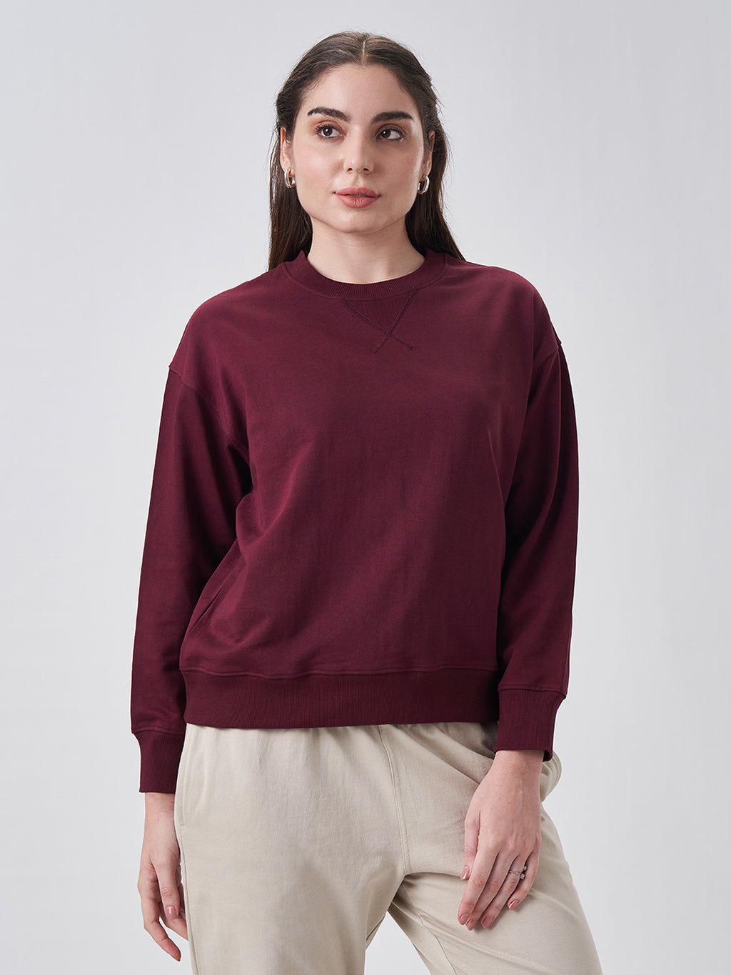 Womens Sweatshirt  Berry Maroon