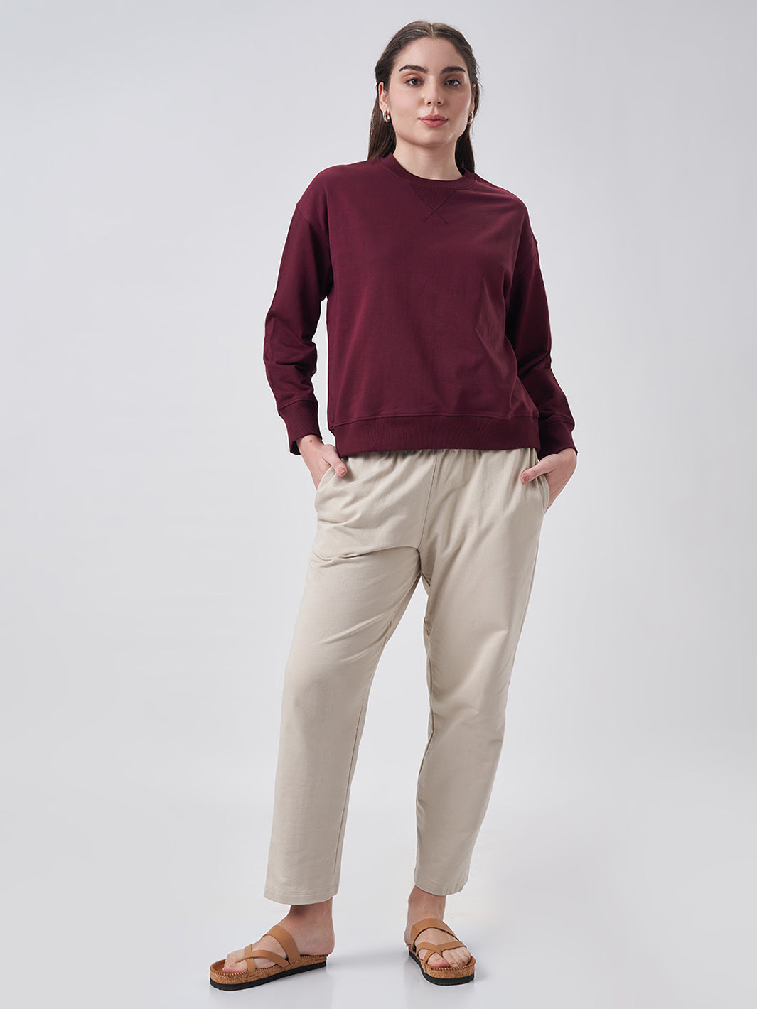 Womens Sweatshirt  Berry Maroon