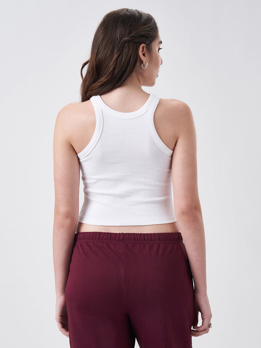 Womens Halter Tank Top Pearl White