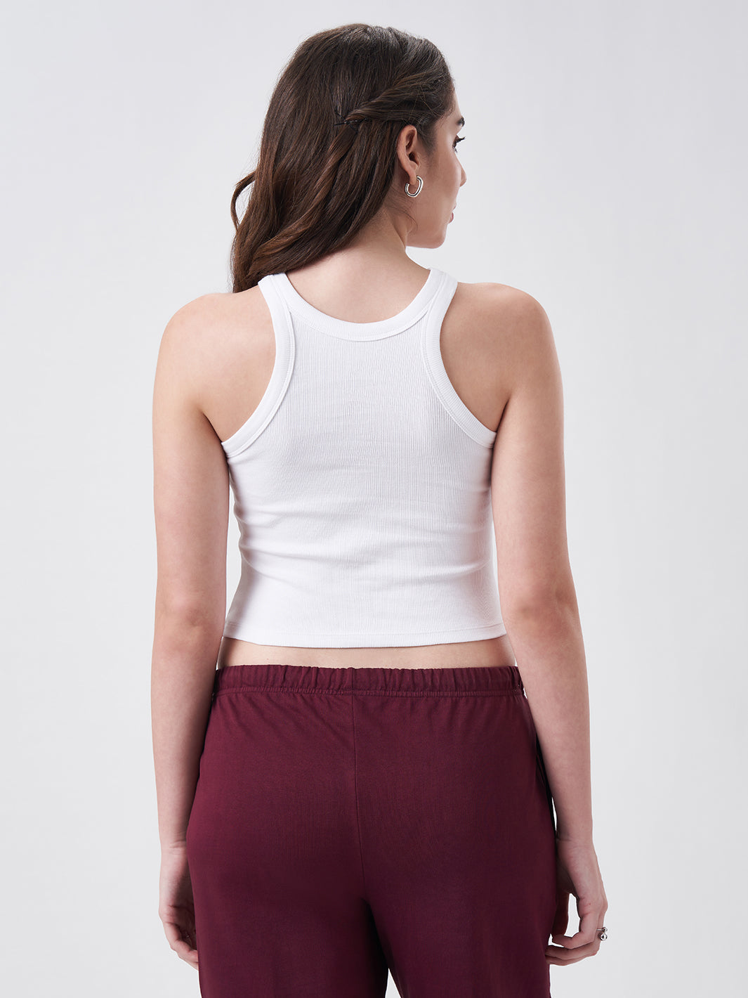 Womens Halter Tank Top Pearl White