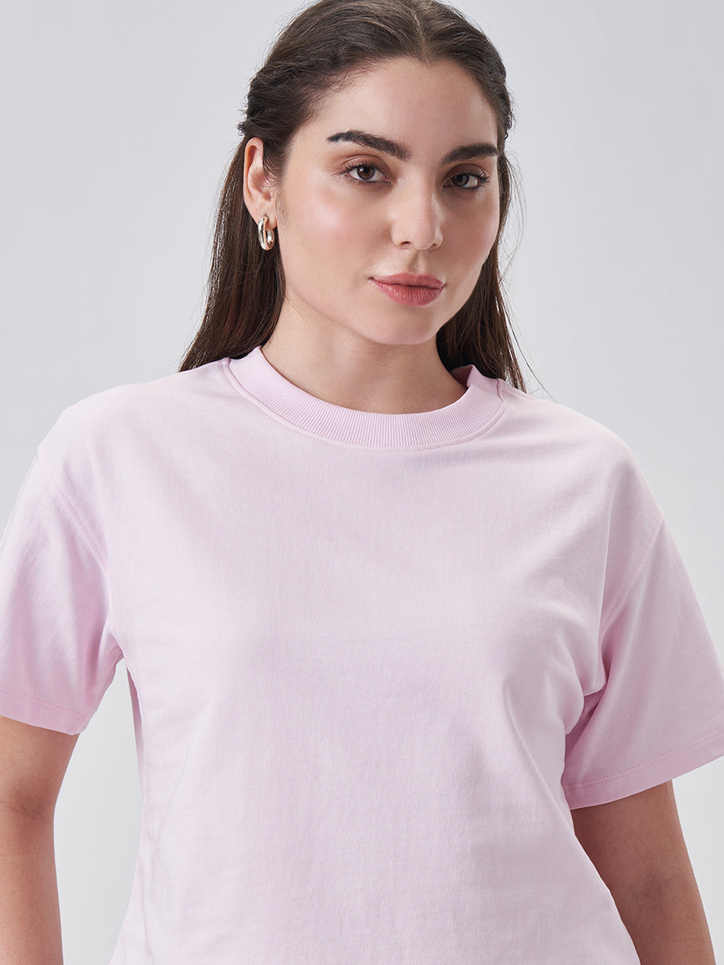 Womens Crop Boxy T Shirt Blush Pink