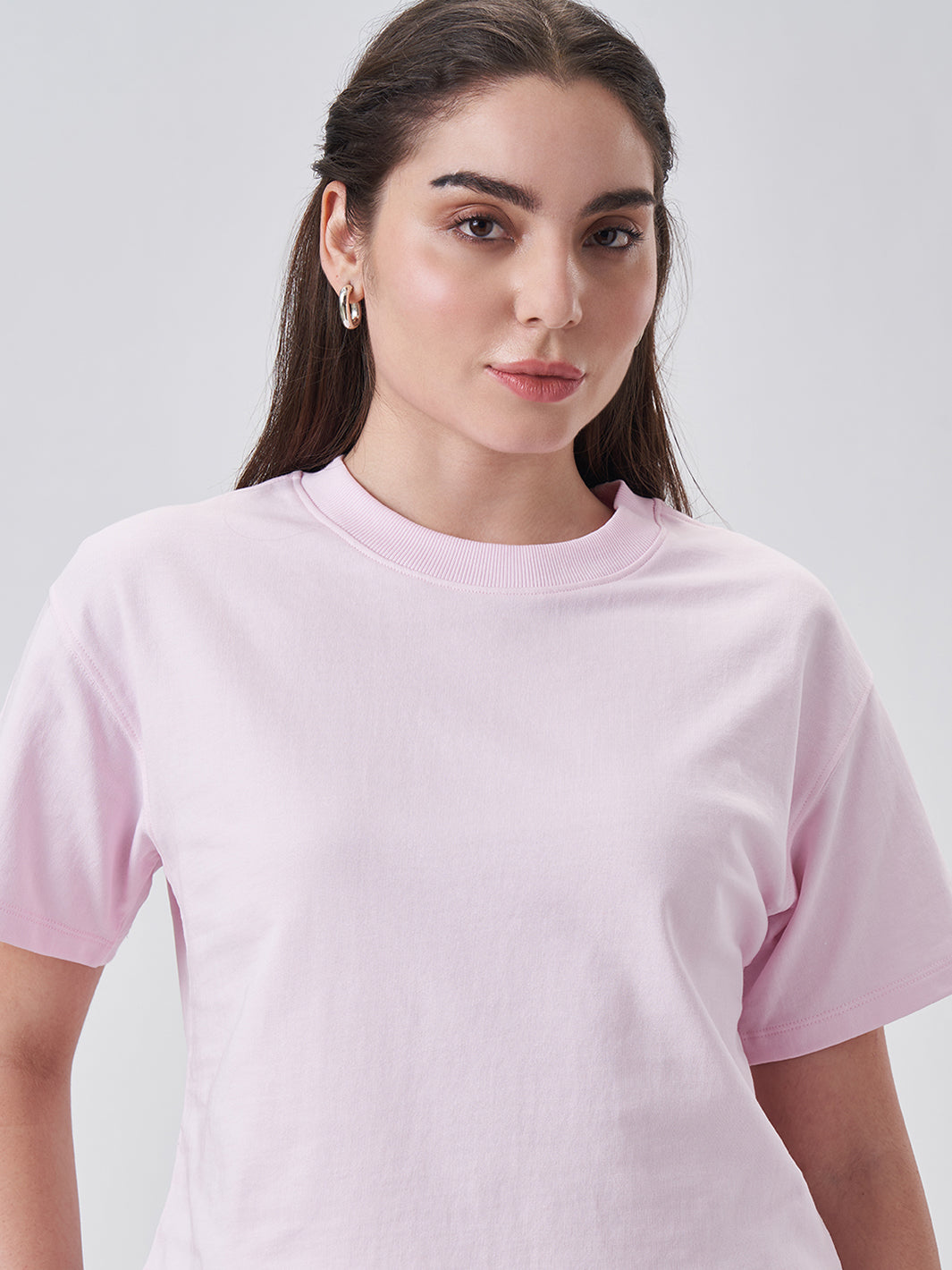 Womens Crop Boxy T Shirt Blush Pink