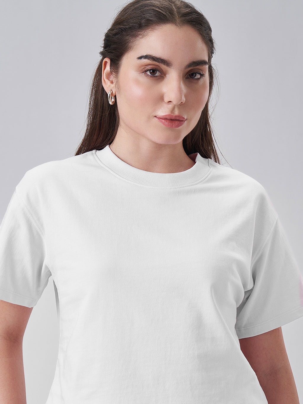 Womens Crop Boxy T Shirt Pearl White
