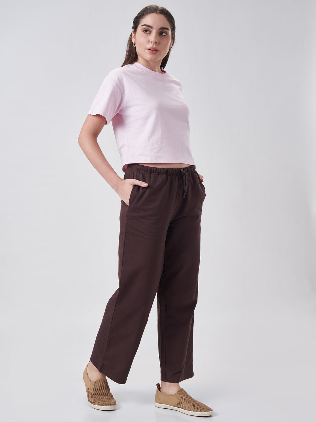 Womens Crop Boxy T Shirt Blush Pink