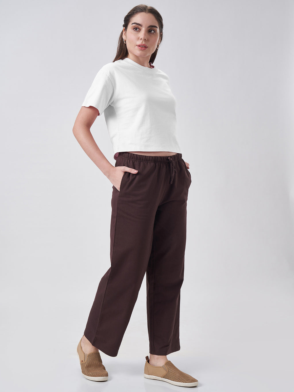 Womens Crop Boxy T Shirt Pearl White