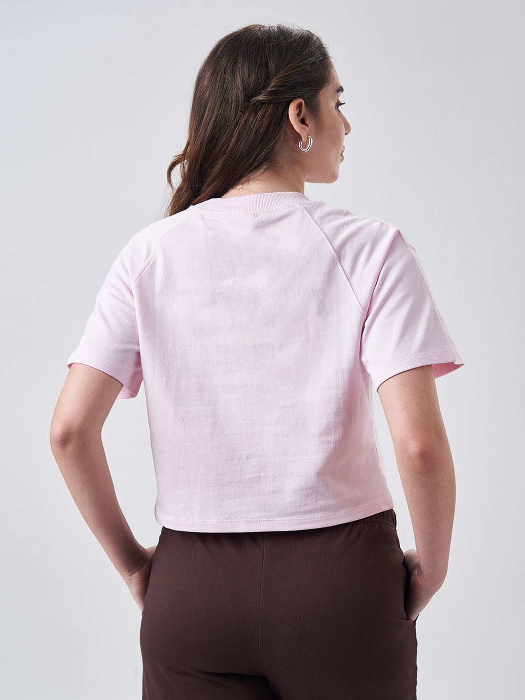 Womens Crop Boxy T Shirt Blush Pink