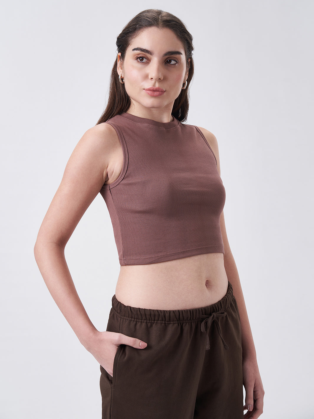 Womens Crop Tank Top Coffee Brew