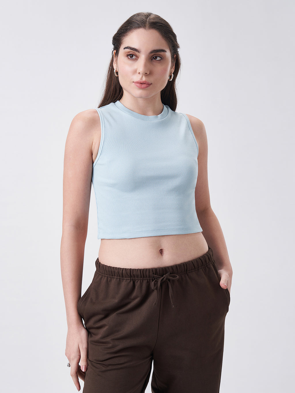 Womens Crop Tank Top Blue Breeze