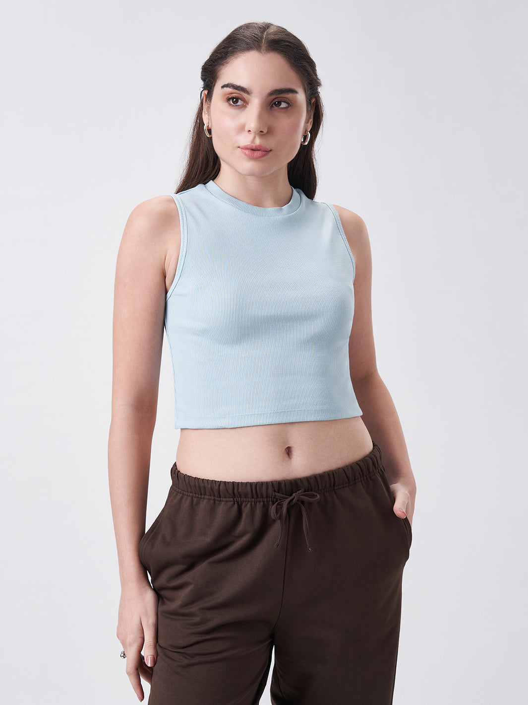 Womens Crop Tank Top Blue Breeze