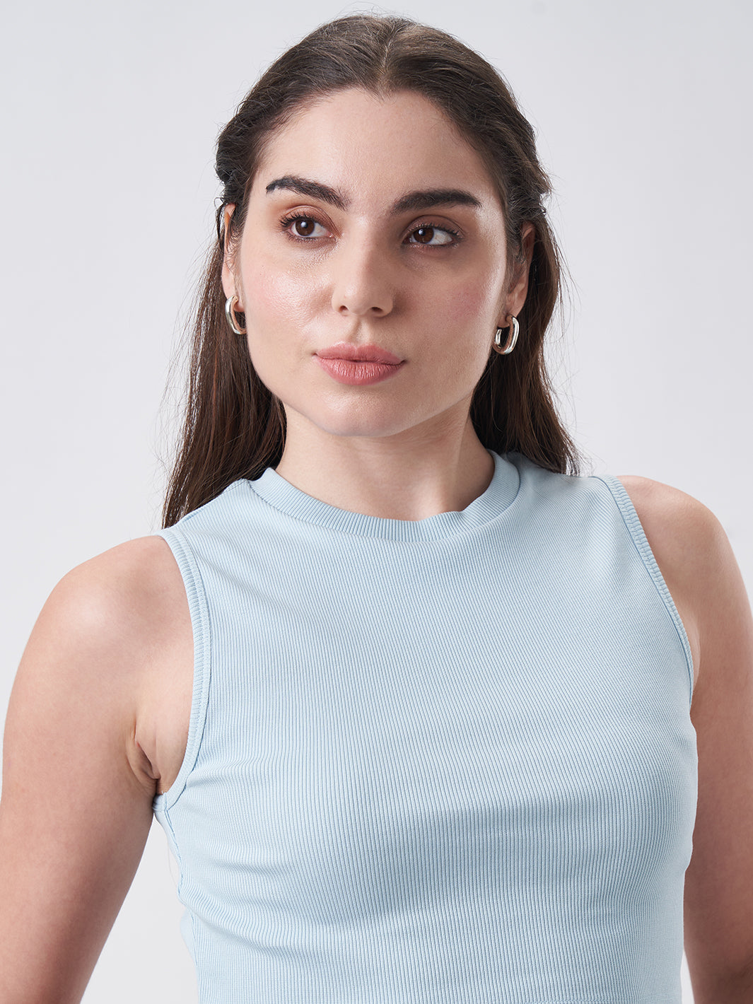 Womens Crop Tank Top Blue Breeze