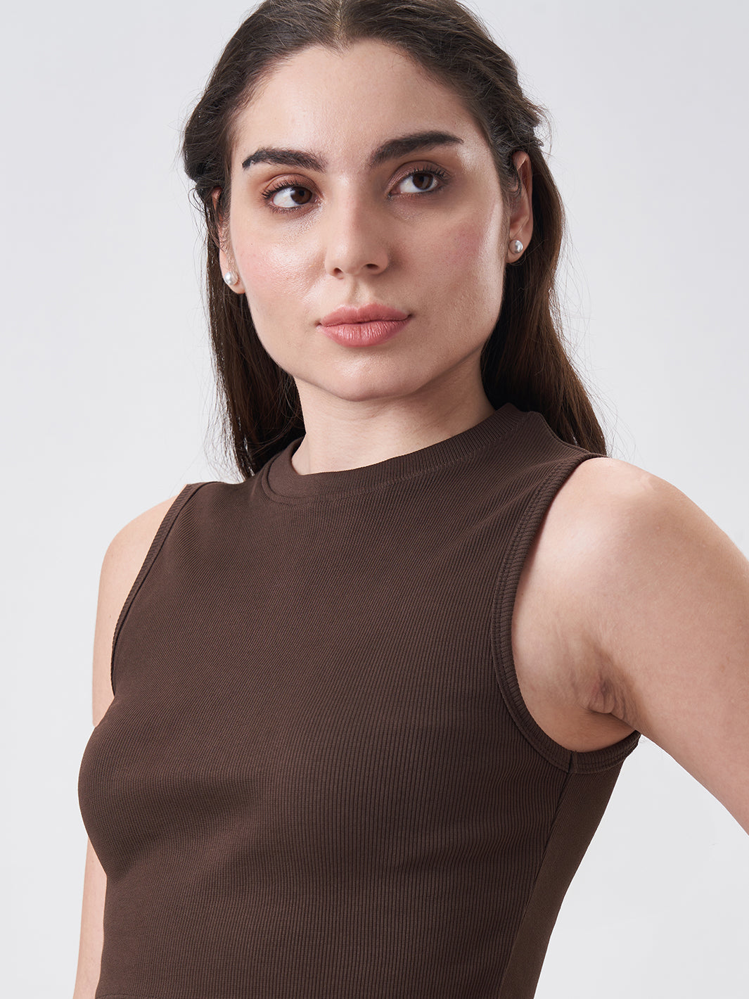 Womens Crop Tank Top Chocolate Fudge