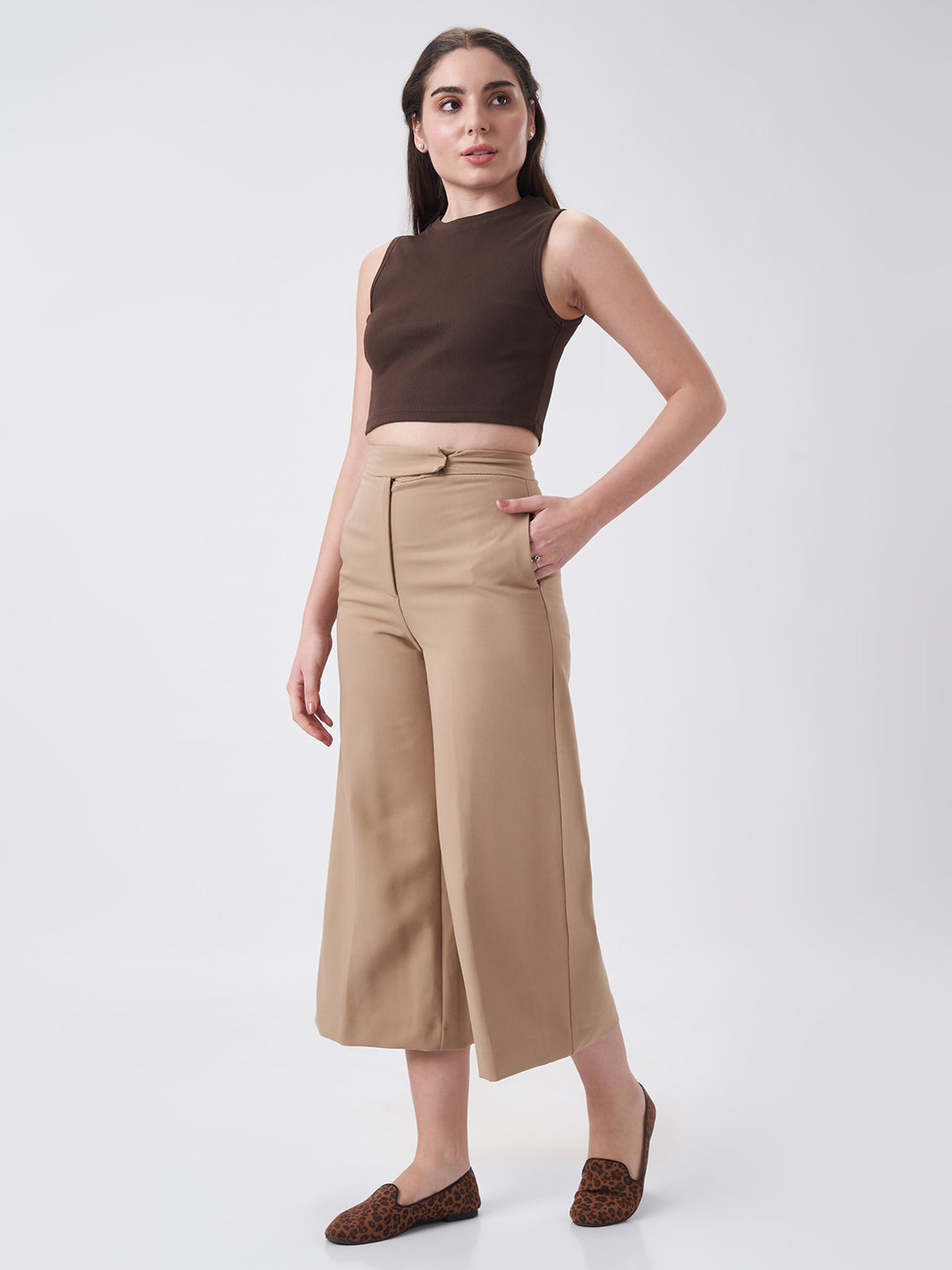 Womens Crop Tank Top Chocolate Fudge