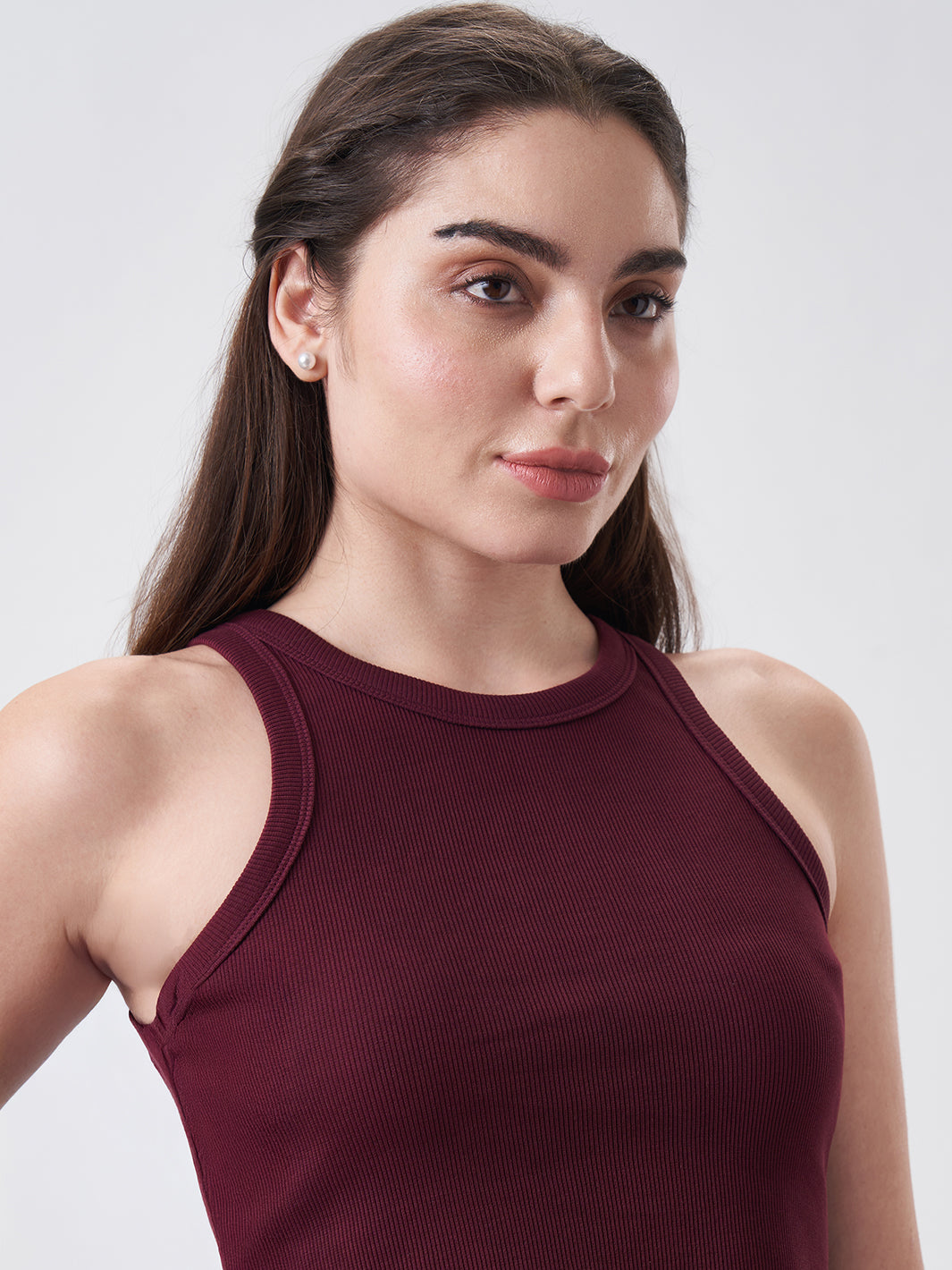 Womens Halter Tank Top Berry Maroon