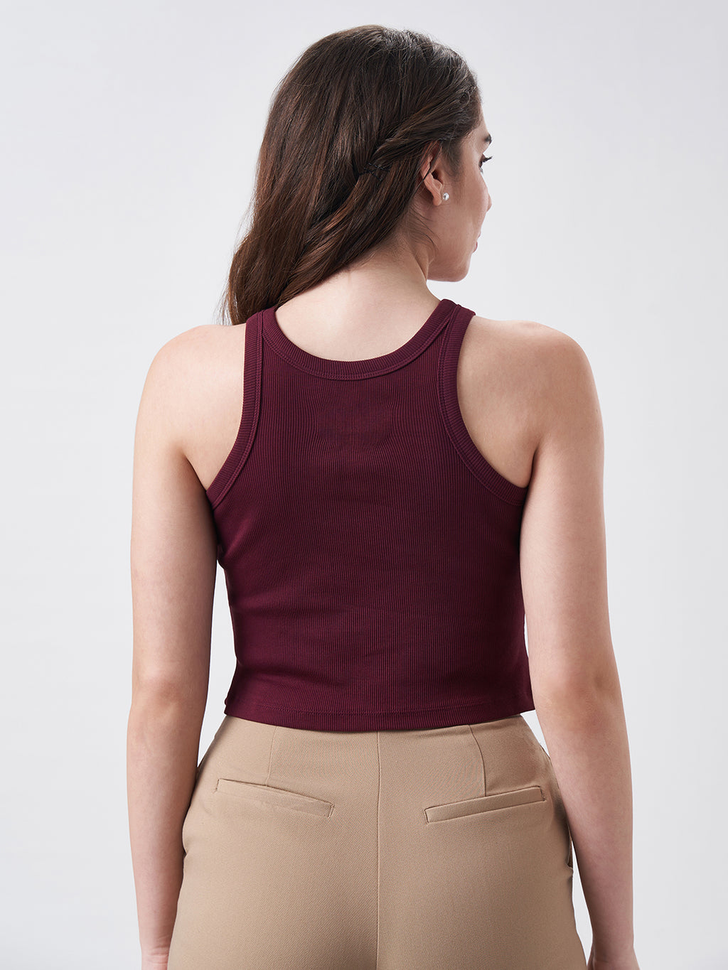 Womens Halter Tank Top Berry Maroon