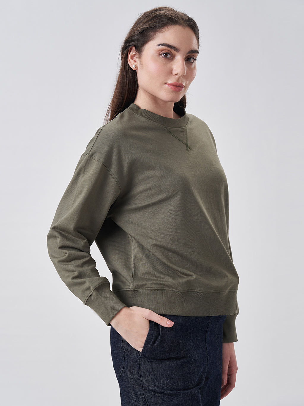 Womens Sweatshirt  Dusty Olive