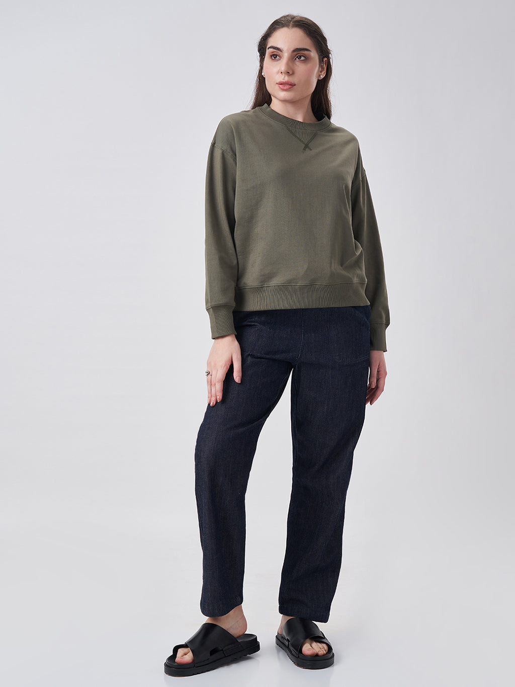 Womens Sweatshirt  Dusty Olive
