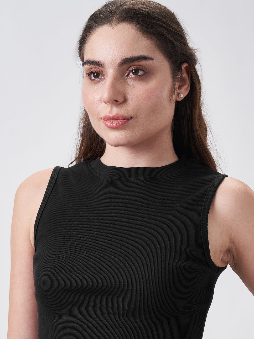 Womens Crop Tank Top Jet Black