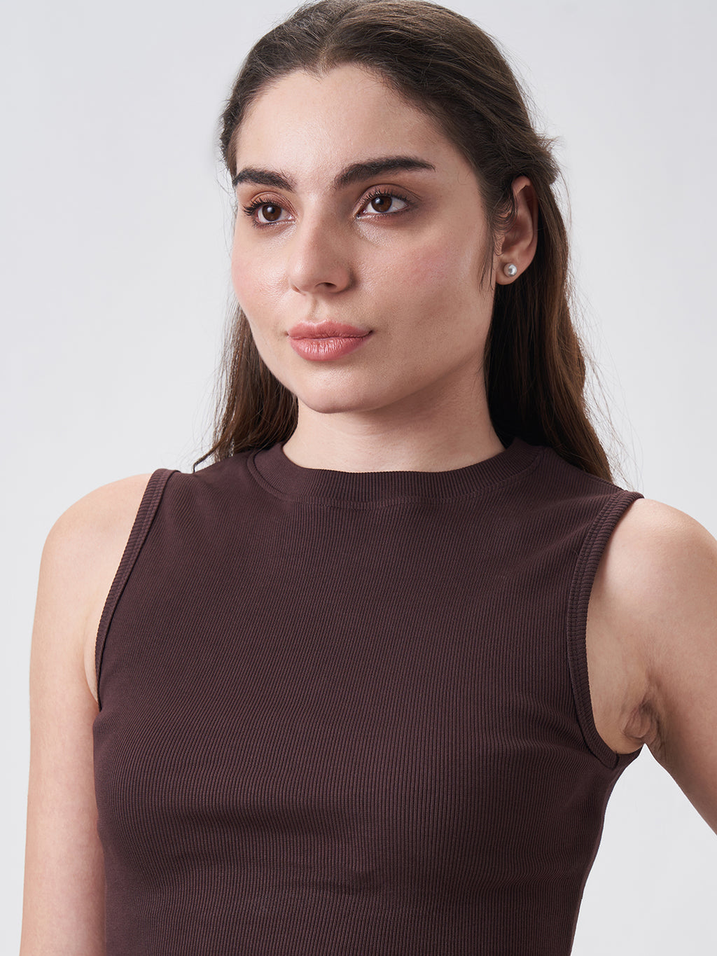 Womens Crop Tank Top Cocoa Brown