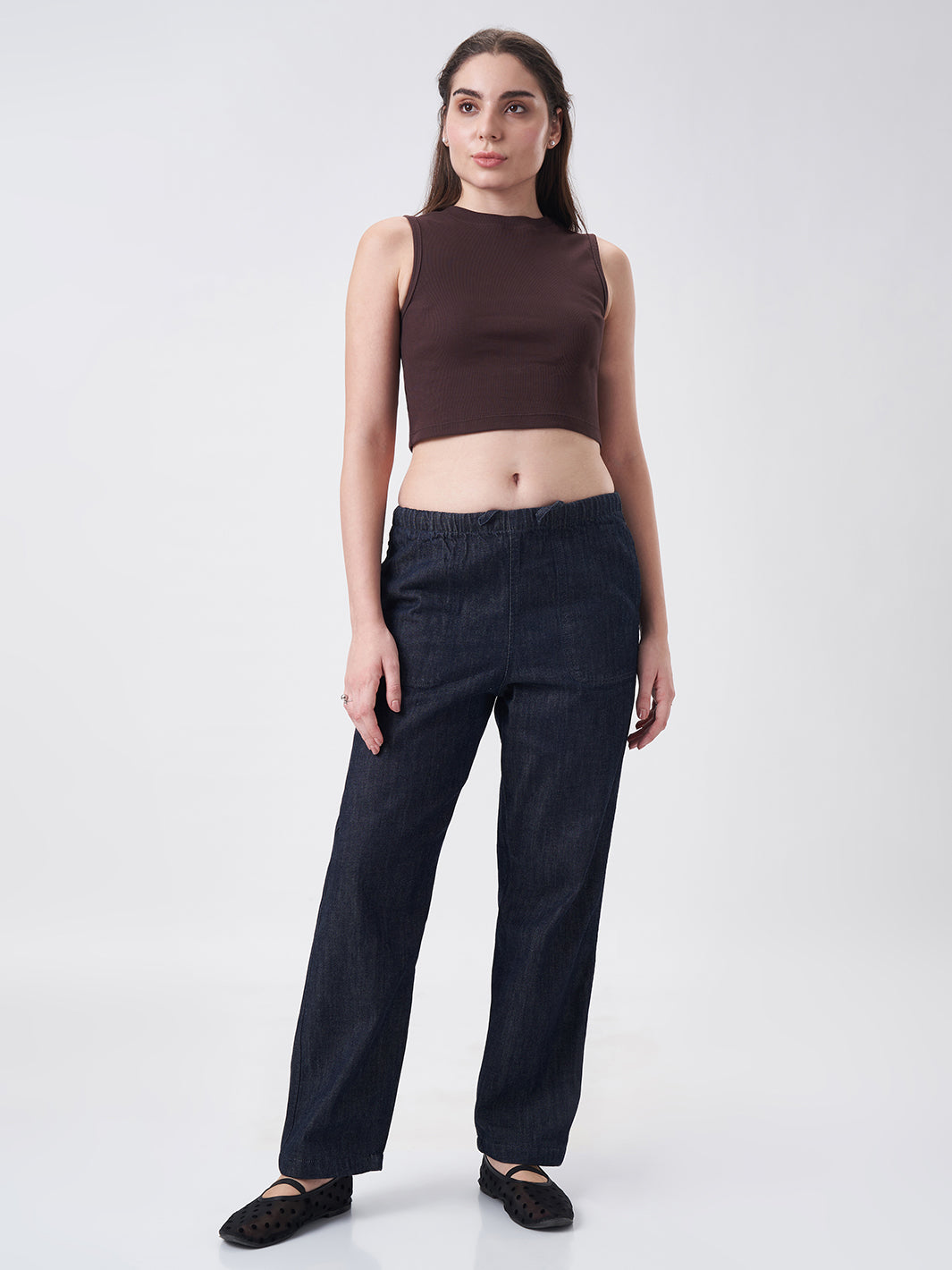 Womens Crop Tank Top Cocoa Brown