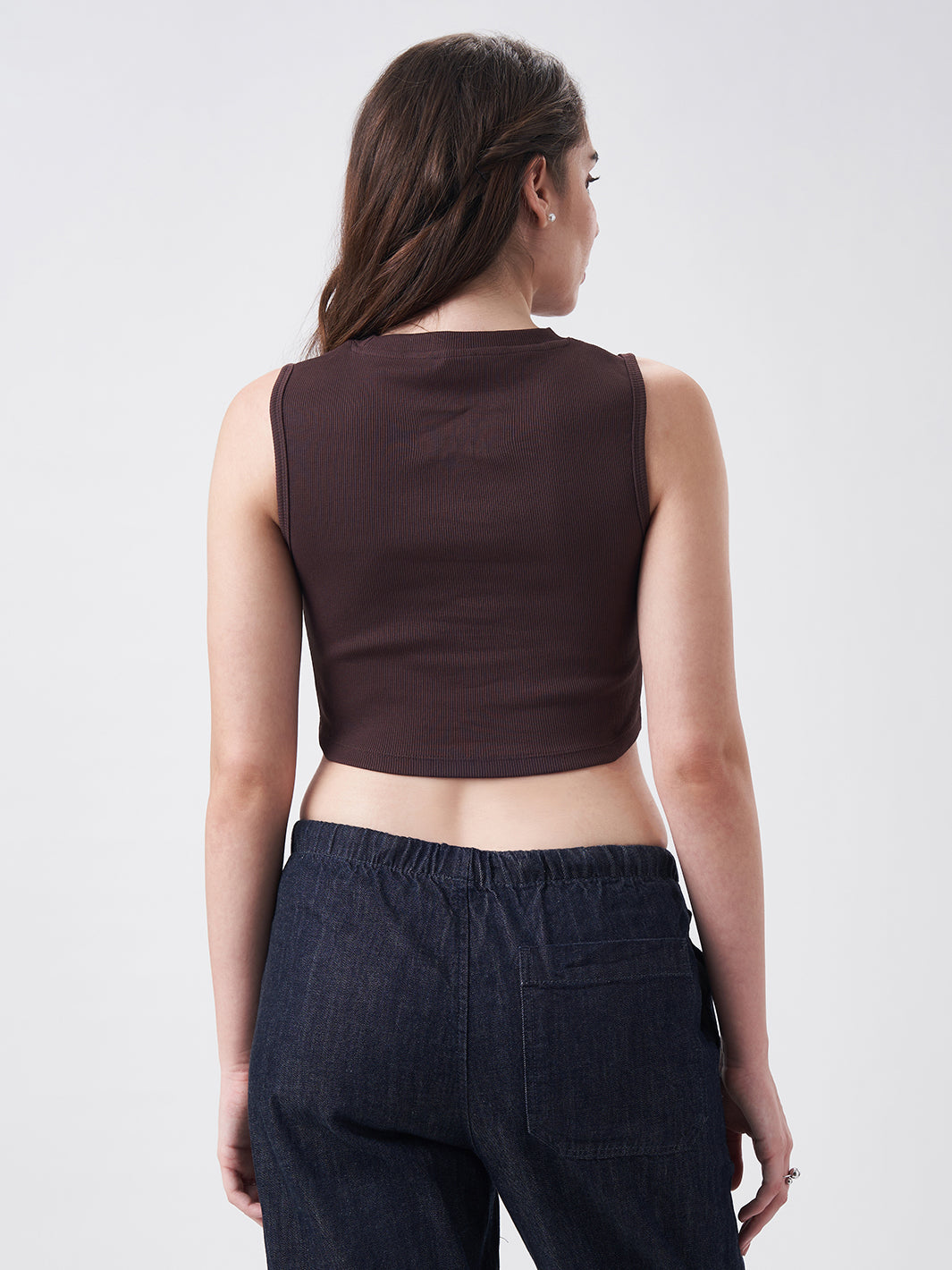 Womens Crop Tank Top Cocoa Brown