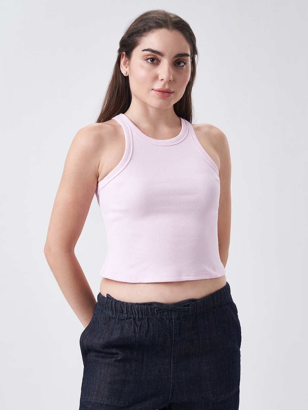 Womens Halter Tank Top Blush Pink